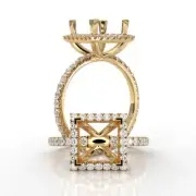 Princess Shape Semi Mount Diamond Engagement Proposed Ring 18k Yellow Gold 1Ctw