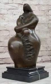 Hot Cast Abstract Mother and Child Bronze Statue Botero Style Home Office Decor