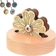 Flower Thread Cutter, Flower Power Thread Cutters for Quilting, Flower Thread Cutter Tool, Tabletop Blade Saver Yarn Cutter with Anti-Slip Stand Wooden Rotary Thread Cutting Tool(Daisy+Random Color*1)