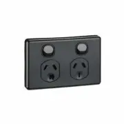 Clipsal Classic Black Double Powerpoint GPO C2025-BK