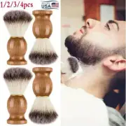 1-4pack Soft Mens Brush Beard Tool Pure Badger Hair Shaving Barber Wood Handle