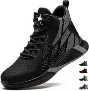 [PAQOZKC] Safety Boots Lightweight Men's Women's Work Shoes High Steel Toe Cap Breathable Safety Shoes Non-Slip Steel Toe Cap Shoes 35-48 EU
