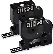 Lonitul 2 PK D1 Label Tape 45021 Compatible for Dymo D1 Labels White on Black 12mm 1/2 Inch x 23 Ft, Label Maker Refills for Dymo LabelManager 160 280 210D 360D 450D 420D COLORPOP PnP
