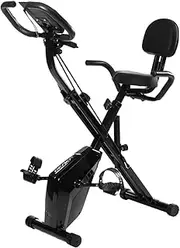 [GENKI] 4in1 Folding Exercise Bike, Foldable Fitness Bike Machine, Upright Indoor Cycling Bike, Magnetic X-Bike with 8-Level Adjustable Resistance,Back Support Cushion for Home Gym Workout
