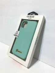 Guess® Silicone Metal Logo Script Hard Case for iPhone 11 Blue