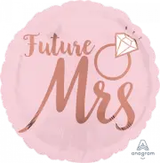 FUTURE MRS DIAMOND RING SHE SAID YES 45CM FOIL BALLOON HENS PARTY BLUSH ROSE