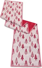 72" Red and White Pine Tree Embroidered Christmas Table Runner
