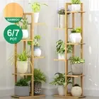 6/7 Pot Bamboo Flower Shelf Rack Plant Stand Pots Display Corner Shelving Home