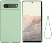 Case for Google Pixel 6, Liquid Silicone Protective Phone Case for Google Pixel 6 with Silicone Lanyard, Slim Thin Soft Shockproof Cover for Google Pixel 6 Silicone Case Green