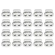 20Pcs Alloy Spring Cord Lock Ends Toggle for Shoelaces Bright Silver 17x14.7mm