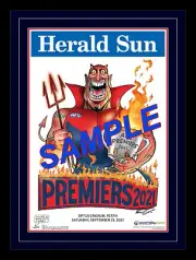 2021 MARK KNIGHT PREMIERSHIP MATTED POSTER FRAMED MELBOURNE DEMONS GRAND FINAL