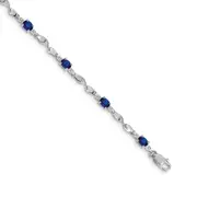 14k White Gold Natural Diamond and Sapphire Bracelet