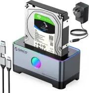 3.5'' Hard Drive Enclosure 14 RGB Colors USB3.0 Type C 2IN1 Cable Aluminum Exter