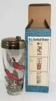 Mid Century Hazelware Cocktail Shaker Golden Pheasant Bird 32 oz Barware NIB