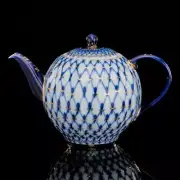 22K Gold Cobalt Net Tea pot Russian Imperial Lomonosov porcelain