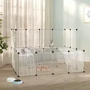 Spacious Small Animal Cage Transparent 143x107x93 cm - PP and Steel Enclosure with Platform and Ladders, Ideal for Small Pets Play and Rest