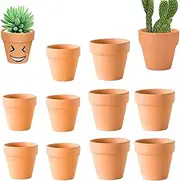 Grasslandy Flower Pot Mini Terracotta Clay Pots 10 Pieces 3 cm / 4 cm Succulent Pots Cactus Nursery Mini Flower Pot for Indoor and Outdoor Decoration
