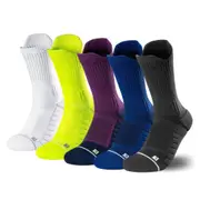 5 Pair Cushion Crew Socks Running Socks for Hiking Basketball