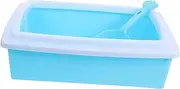Cat Litter Box with Pee Guard Open Litter Pan Semi Enclosed Cat Litter Box with Scoop Cat Sandbox Container for Kittens Cats for Home Travel