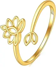 [KECHO] Valentines Gifts 14K Solid Gold Rings for Wome Adjustable Cute Animal Butterfly Rings Mushroom Bunny Feather Hummingbird Open Rings Jewelry Mothers Day Birthday Gifts for Women Girls Girlfriend