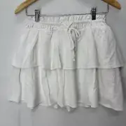 Stoney Clover Ln Skirt Junior XS White Tiered Linen Blend Lined Mini Skirt New
