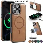 PU Leather Magnetic Phone Case w/ MagSafe For iPhone 12 13 14 15 16 Samsung S24
