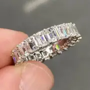 4 CTW Unique Emerald Cut Moissanite Full Eternity Wedding Band 14K White Gold