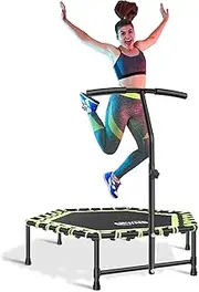 Newan 40'' Fitness Trampoline with Adjustable Handle Bar, Silent Trampoline Bungee Rebounder Jumping Cardio Trainer Workout for Adults - Mini Trampoline Max Limit 330 lbs