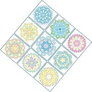 Hohopeti 9 Sheets Mandala Stencil Painting Templates Floor Wall Tile Art Reusable Pet Craft Tools for Decor Furniture Painting Projects