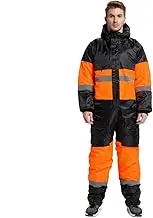 Winter Coveralls Men Windproof Reflective Cotton Padded Hooded Coveralls Thicken Thermal Work Uniform Workwear