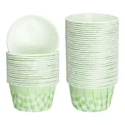 Mini Lattice Cupcake Liners, 50Pcs Cupcake Muffins Liners Holders(Green & White)