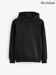 River Island Black 100% Cotton Essential Hoodie (H47360) | $69