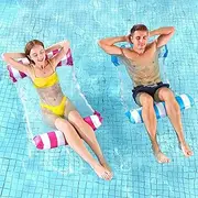 Set of 4 Air Mattresses Water, Water Hammock Inflatable with Air Pump, Air Mattress Pool, Swimming Mat, 4 in 1, Inflatable Swimming Bed, Armchair, Seat Mattress for Beach and Pool