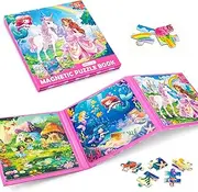 Mermaid Princess Magnetic Puzzles for Toddlers 3-5, 20-25-30 Pieces Travel Puzzles for Kids Ages 4-6, Car Airplane Road Trip Activities Toys for 3 4 5 6 Year Old Girls Birthday Gifts