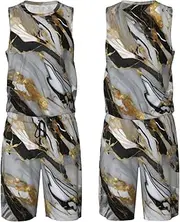 [FSCEV] Luxury Marble Pattern Menâ€™s Basketball Uniform Set Jersey And Shorts Sleeveless T-Shirt Athletic Uniforms
