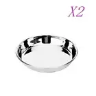 2X 26CM Round Plate Stainless Steel 304 Food Deep Baking Tray Cake Tray
