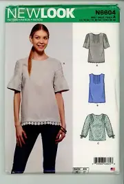 NEW LOOK SEW PATTERN #N6604 SIZE A (10-22) MISSES TOP
