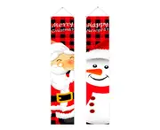 C75 Christmas Ornament Door Curtain Santa Claus Pattern Door Hanging Couplet Christmas Scene Decoration for Front Door