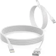2 Pack 6 Ft MFi Certified Lightning Cable, Fast Charge & Sync, Compatible with iPhone 12/11/X/8/7/6/5S/SE, iPad, iPod, White, Tangle Free
