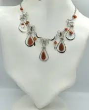 NATURAL SUNSTONE NECKLACE, HANDMADE, PERU JEWELRY, STONE NECLACE,