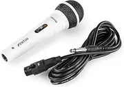 Fenton DM100W Dynamic Handheld Microphone with XLR Jack Cable, On/Off Switch, Vocal Karaoke PA Singing Mic, White