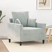 Sofa Chair Light Grey Velvet - 60 cm Couch for Living Room, Furniture, Small Spaces - Modular Concept, Oversized Lounge