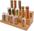 Spice Rack Kitchen Cabinet Organizer, 3 Tier Bamboo Display Storage Shelf, Moder