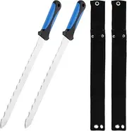 1/2 Pcs Insulation Knife with Nylon Sheath Stainless Steel Blade Insulation Cutter Double Sided Serrated Duct Knife Tool for Cutting Heat Material Foam Styrofoam ZJMCAJY(2,Blue)