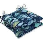 Pillow Perfect Hooked Lagoon 19"x18.5" Tufted Seat Cushions Square Back Ties