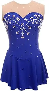 [Zagitova] Girls Figure Skating Dress Women's Sleeveless Sparkling Rhinestones Skating Ballerina Costume Princess Skirt