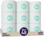 Bamboo Toilet Paper -24 Rolls of Septic Safe Organic Toilet Paper 3-Ply, 300 She