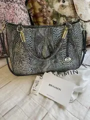 Brahmin Moonstone Seville Leather Snakeskin Print Purse With Tags Dustbag