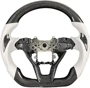 Carbon Fiber Steering Wheel Compatible With Accord 10th Custom White Perforated Leather Car Accessories(Style 1)