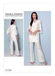 VOGUE SEWING PATTERN 1538 MISSES 14-22 RUFFLE SLEEVE TUNIC & BOOTCUT JUMPSUIT